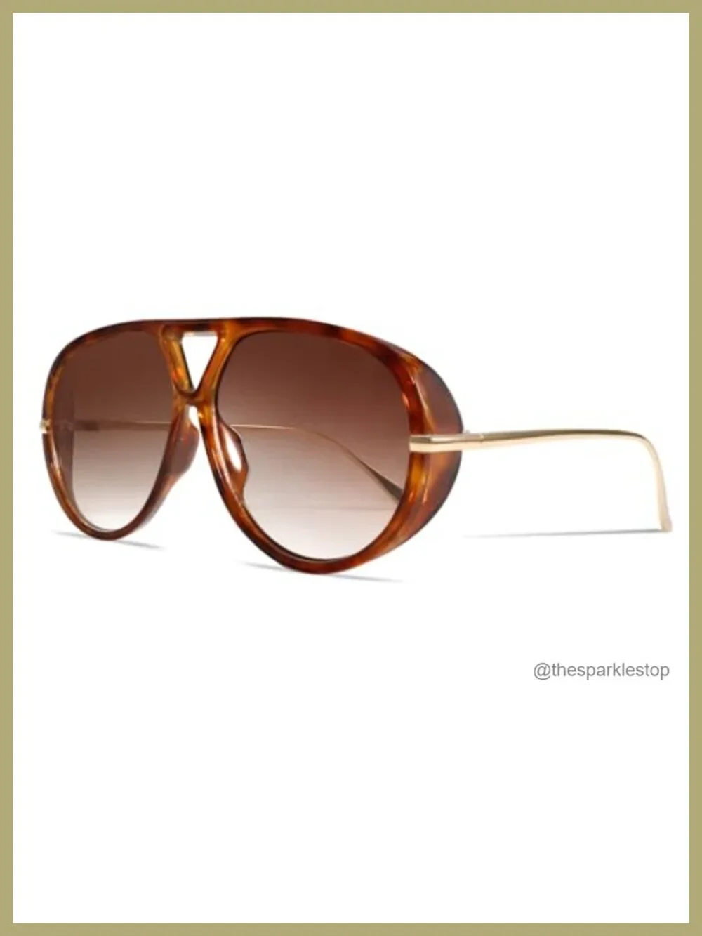 Oversized Retro Aviator Sunglasses - Gold Metal Frame UV Protection Women